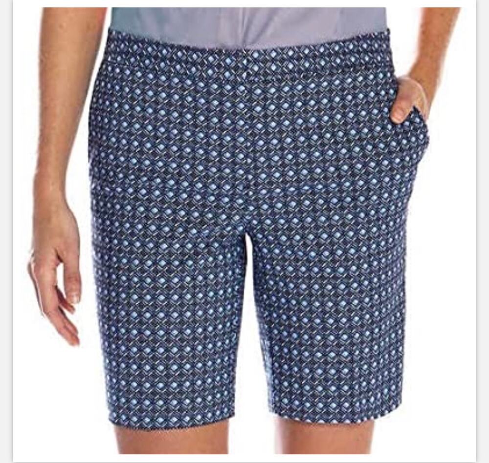 Mario Serrani Blue Geometric Geo Bermuda Golf Shorts 2 Extra Small XS
